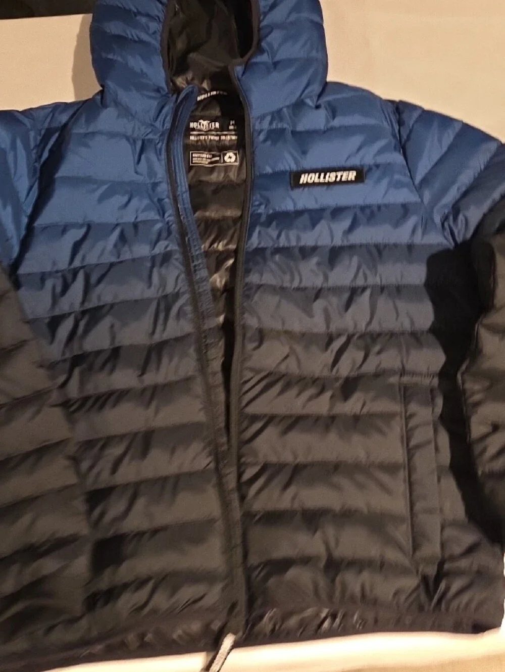 Hollister Blue-to-Black Ombre Hooded Puffer Jacket